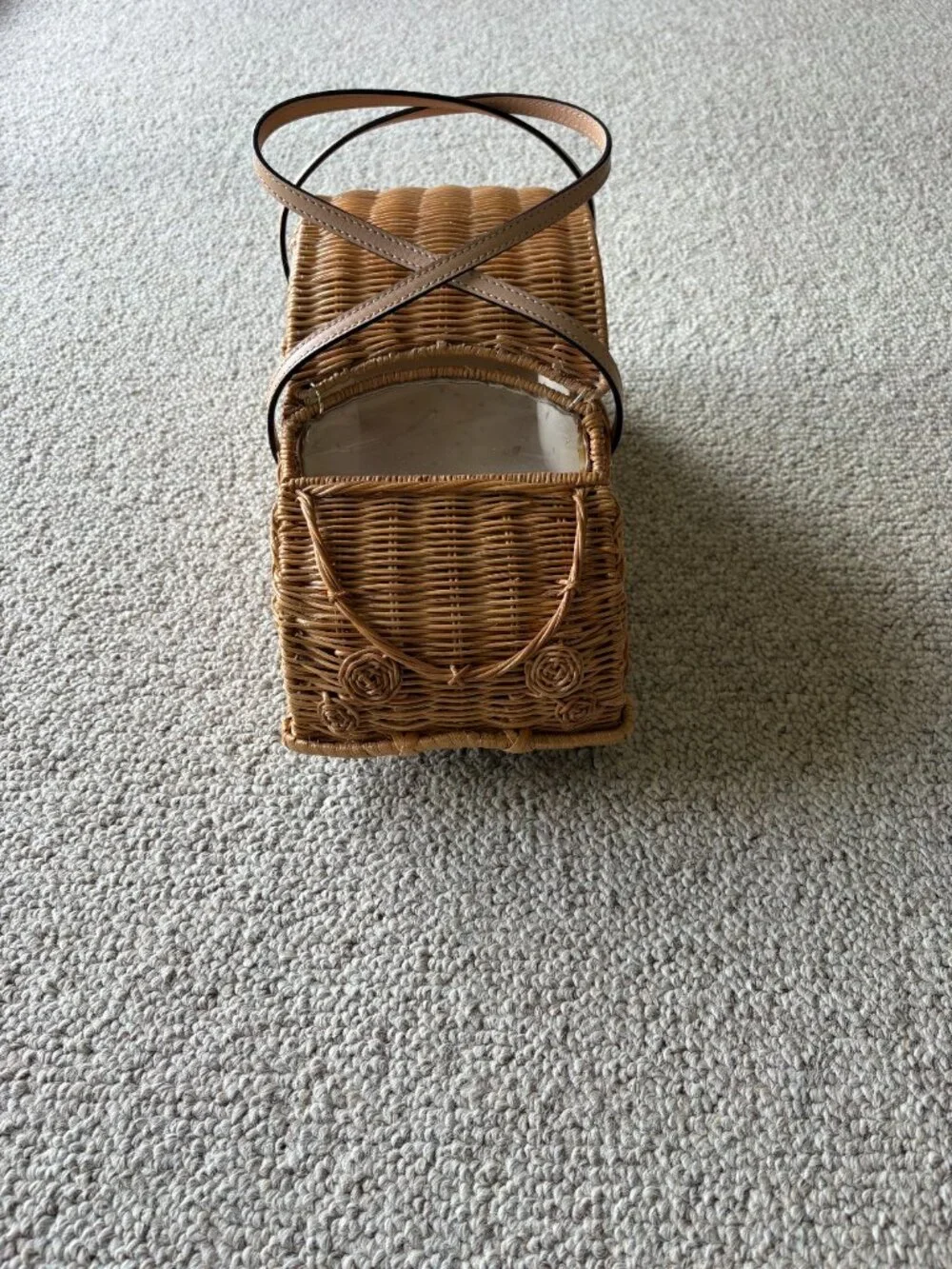 Kate Spade Vita Riva Wicker Car Bag Rare Novelty Designer Purse - Picture 3 of 10